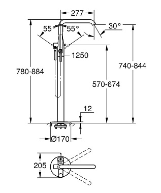 Смеситель для ванны GROHE Essence New 23491A01 чёрный