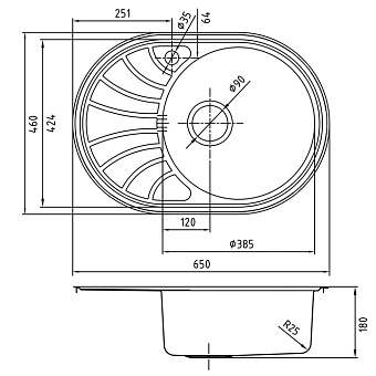 Мойка кухонная IDDIS Suno SUN65SRi77 65х46см сатин