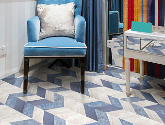Пробковый пол CORKSTYLE CHEVRON-LOCK 1235х305х10мм Chevron Blue Chevron Blue 1,883кв.м
