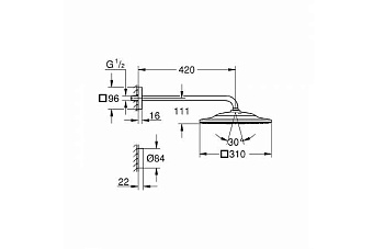 Верхний душ GROHE Rainshower 310 SmartConnect 26642000 хром