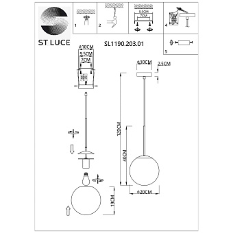 Люстра подвесная ST Luce CASSIUS SL1190.203.01 60Вт 1 лампочек E27