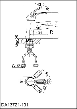 Смеситель для раковины D&K RheinEucharius DA1372141 хром