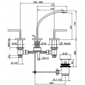 Смеситель для раковины Cisal Wave WA0010212A никель