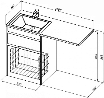 Тумба под раковину напольная AQUANET Токио 239290 48х58х84см
