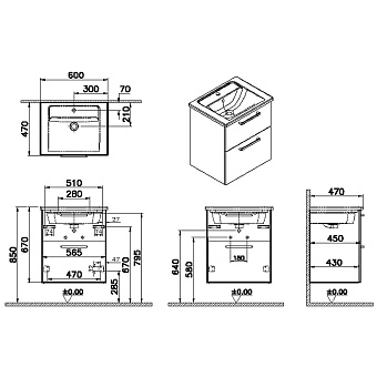 Тумба с раковиной VITRA Root 66294 47х60х67см