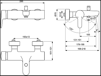 Смеситель для ванны IDEAL STANDARD CONNECT BLUE B9921AA хром
