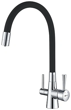 Смеситель для кухни LEMARK Comfort LM3075C гибкий излив хром/чёрный