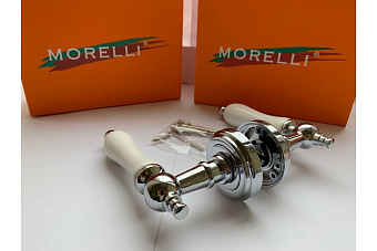 Дверная ручка нажимная MORELLI MART MH-42-CLASSIC PC/W белый/хром