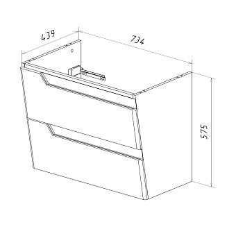 Тумба под раковину подвесная LEMARK Miano LM06M80T 44х73,4х57,5см