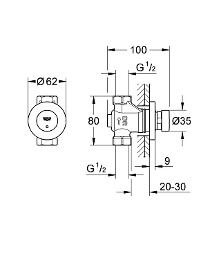 Вентиль запорный GROHE 36268000