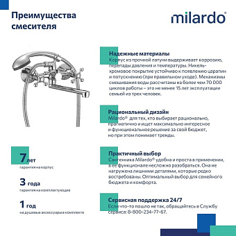 Смеситель для ванны MILARDO Duplex DUPSB02M02 хром глянец