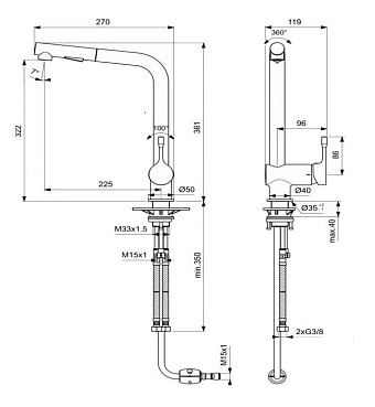 Смеситель для кухни IDEAL STANDARD CERALOOK BC178GN поворотный излив Серебряный Шторм