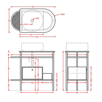 Столешница ArtCeram FILE 3.0 TFA009 93 Мрамор 46х68,5см verde issogne