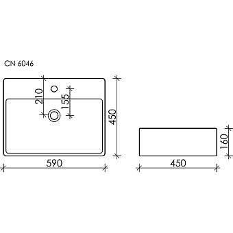 Раковина накладная Ceramica Nova ELEMENT CN6046 59х45см