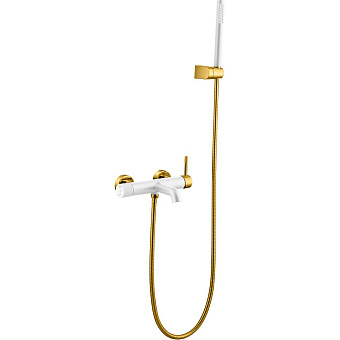 Смеситель для ванны Boheme Uno 463-WG белый/золотой