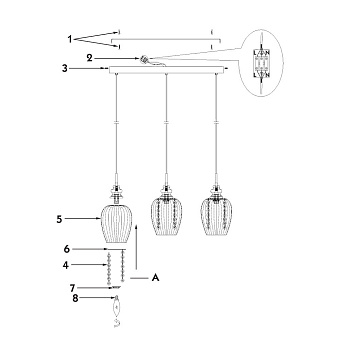 Светильник подвесной Maytoni Blues MOD033-PL-03-N 120Вт E14