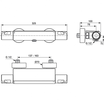 Смеситель для душа IDEAL STANDARD CERATHERM T50 A7695AA chrome