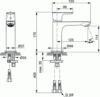Смеситель для раковины IDEAL STANDARD CONNECT AIR A7015AA хром