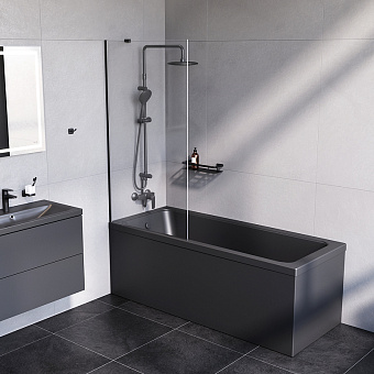 Стеклянная шторка на ванну AM-PM Gem W90BS-080-140BT 140х80см