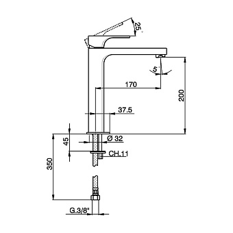 Смеситель для раковины Cisal Cubic CU00354121 хром