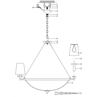 Светильник подвесной Maytoni Pantheon H021PL-08CH 40Вт E14