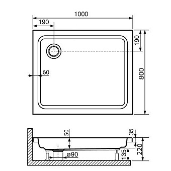 Душевой поддон RGW Acryl 16180280-11 STYLE 100х80см