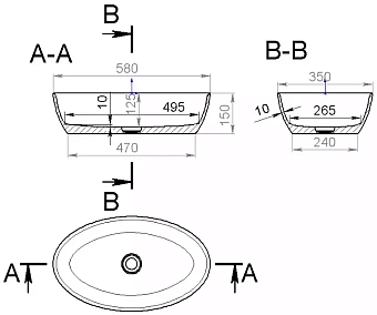 Раковина накладная SALINI ALDA 110621MRF 35х58см