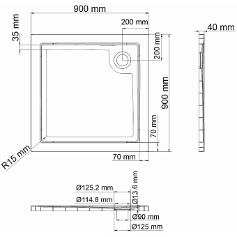 Душевой поддон WASSERKRAFT Salm 27T03 90х90см