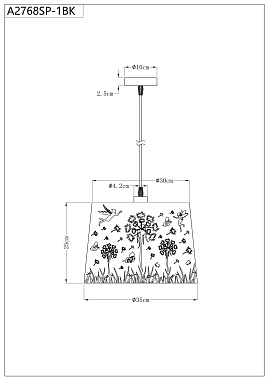 Светильник подвесной Arte Lamp CELESTA A2768SP-1BK 60Вт E27
