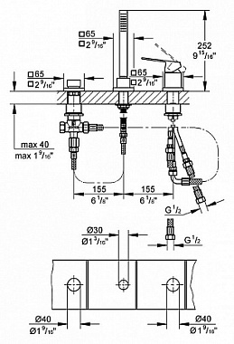 Смеситель для ванны GROHE Eurocube 19966000 хром
