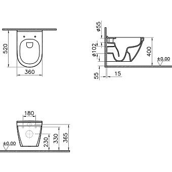 Унитаз подвесной VITRA S50 7740B003-0850 безободковый без микролифта