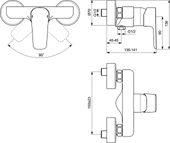 Смеситель для душа IDEAL STANDARD Ceraplan III B0716AA хром