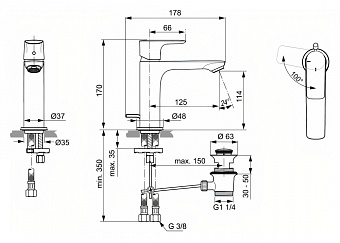 Смеситель для раковины IDEAL STANDARD CONNECT AIR A7013AA хром