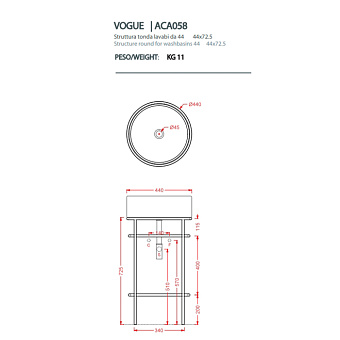 Столешница ArtCeram Vogue TFA011 47 Мрамор 44х44см carrara