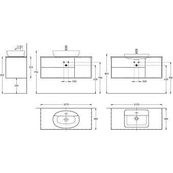 Тумба под раковину подвесная KERAMA MARAZZI Plaza Modern PLB.M.120.3\WHT 48х117х51,1см