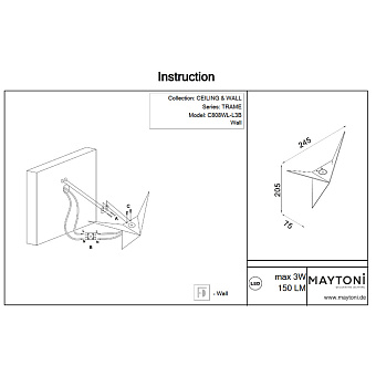 Светильник настенный Maytoni Trame C808WL-L3B 3,4Вт LED