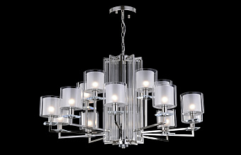 Люстра подвесная CRYSTAL LUX NICOLAS NICOLAS SP-PL10+5 NICKEL/WHITE 900Вт 15 лампочек E14