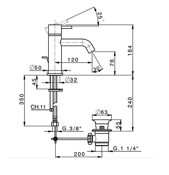 Смеситель для раковины Cisal Less New LN00051040 чёрный (матовый)