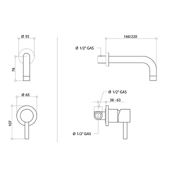 Смеситель для раковины Bongio T Mix 32538NE22PREU матовый чёрный