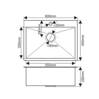 Мойка кухонная MELANA ProfLine D6045HB 60х45см графит