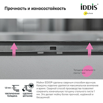Мойка кухонная IDDIS Haze HAZ59S0i77 59х51см сатин