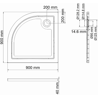 Душевой поддон WASSERKRAFT Salm 27T01 90х90см
