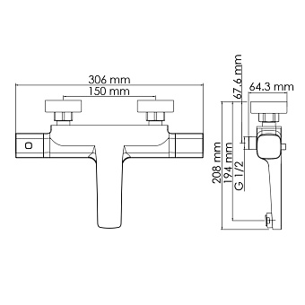 Смеситель для душа WASSERKRAFT Naab 8600 8611 Thermo хром