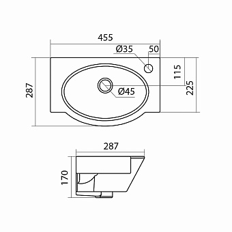 Раковина подвесная Santek Форум 1WH110545 45,5х28,7см