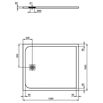 Душевой поддон IDEAL STANDARD ULTRAFLAT S K8232FV 100х120см