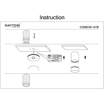 Светильник точечный накладной Maytoni Pauline C008CW-01B 10Вт GU10