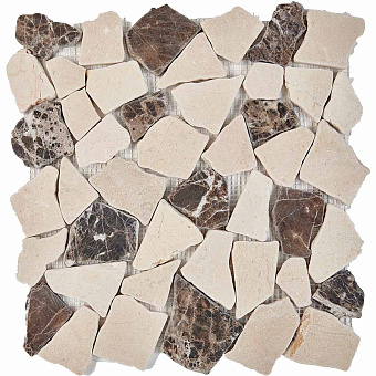 Мозаика PIXEL Каменная PIX262 Cream marfil/ Dark Imperador мрамор 30,5х30,5см 0,93кв.м.