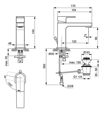 Смеситель для раковины IDEAL STANDARD EDGE A7102AA хром