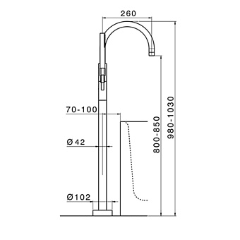 Смеситель для ванны Cisal Slim SM01420040 чёрный (матовый)