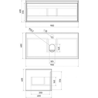Тумба под раковину подвесная SOLE Tesla УТ000060993 48х98х40см